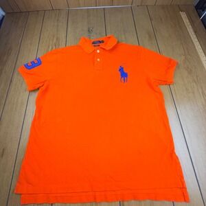 Polo Ralph Lauren Mens XL Orange Big Pony Short Sleeve Custom Fit Polo Shirt